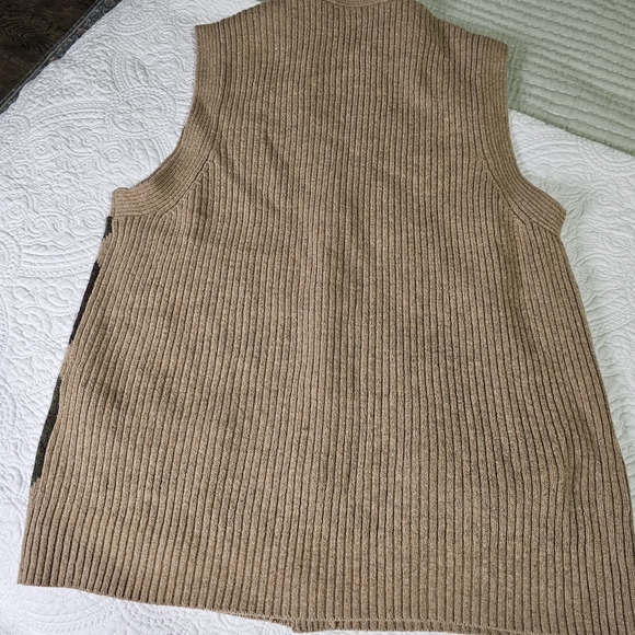 Lands End Mens Medium Argyle Patteren Wool Vest - Picture 2 of 7